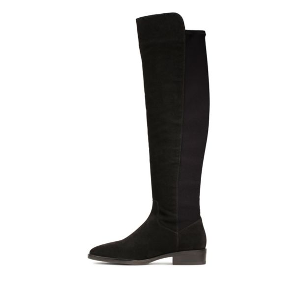 Clarks Womens Pure Caddy Knee High Boots Black | UK-1908245